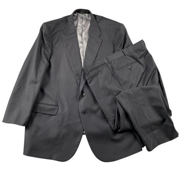Jos A Bank Suit Ermenegildo Zegna Cloth Mens 52R (READ) 100% Wool Black Formal